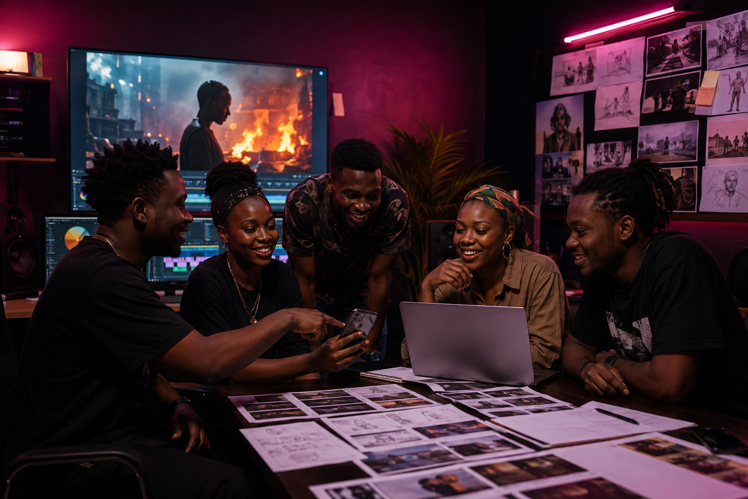 Nigerian creatives sharing and reviewing work together